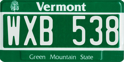 VT license plate WXB538
