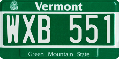 VT license plate WXB551