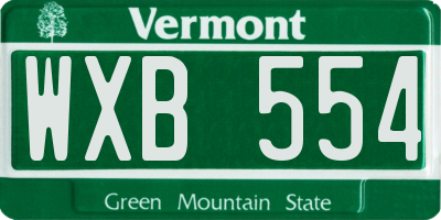 VT license plate WXB554