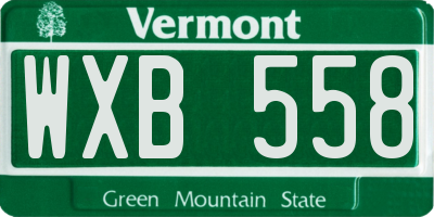 VT license plate WXB558