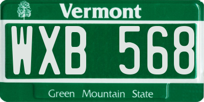 VT license plate WXB568