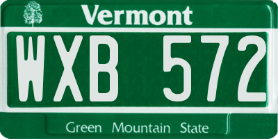 VT license plate WXB572