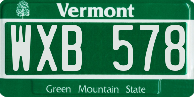 VT license plate WXB578