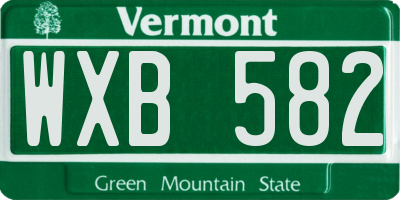 VT license plate WXB582