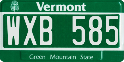 VT license plate WXB585