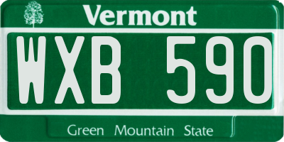 VT license plate WXB590