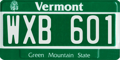 VT license plate WXB601