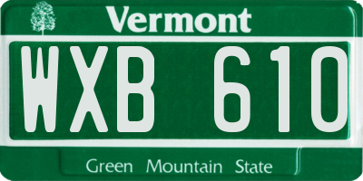 VT license plate WXB610