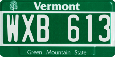 VT license plate WXB613