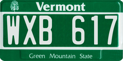 VT license plate WXB617