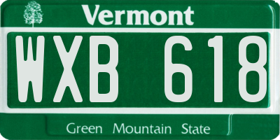 VT license plate WXB618