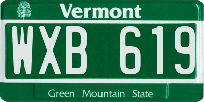 VT license plate WXB619