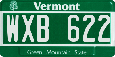 VT license plate WXB622
