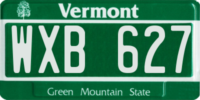 VT license plate WXB627