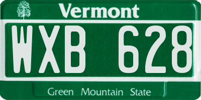 VT license plate WXB628