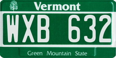 VT license plate WXB632