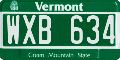 VT license plate WXB634