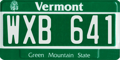 VT license plate WXB641