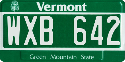 VT license plate WXB642