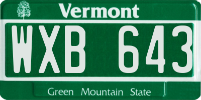 VT license plate WXB643