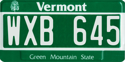 VT license plate WXB645