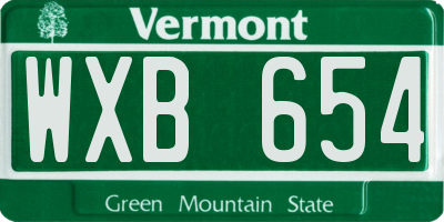 VT license plate WXB654