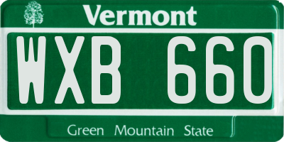 VT license plate WXB660