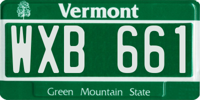 VT license plate WXB661