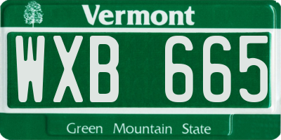 VT license plate WXB665