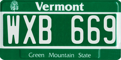 VT license plate WXB669