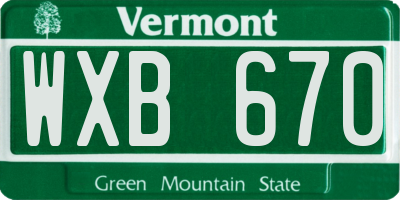 VT license plate WXB670