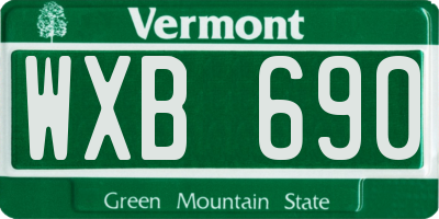 VT license plate WXB690