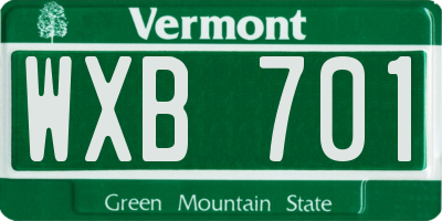 VT license plate WXB701