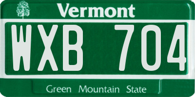 VT license plate WXB704