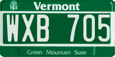 VT license plate WXB705