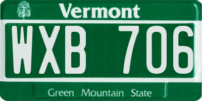 VT license plate WXB706