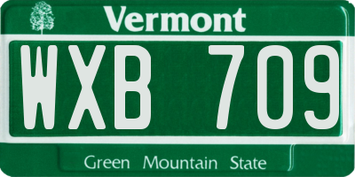 VT license plate WXB709