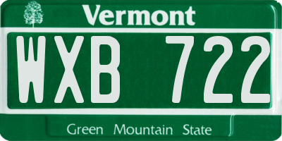 VT license plate WXB722