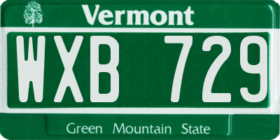 VT license plate WXB729