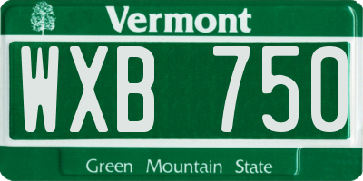 VT license plate WXB750