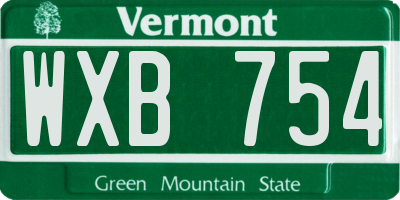 VT license plate WXB754