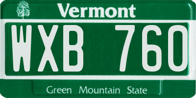 VT license plate WXB760
