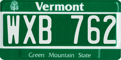 VT license plate WXB762