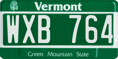 VT license plate WXB764