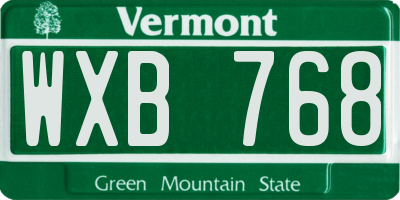 VT license plate WXB768