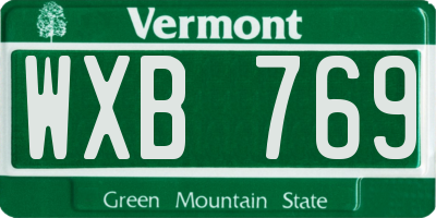 VT license plate WXB769