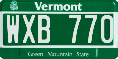 VT license plate WXB770