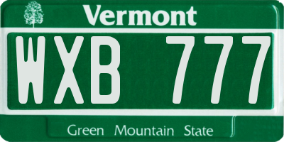 VT license plate WXB777