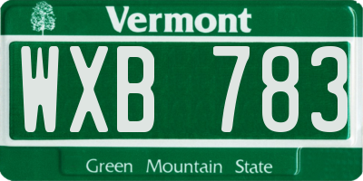 VT license plate WXB783