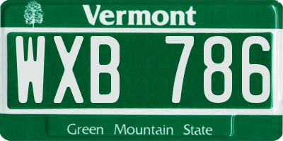 VT license plate WXB786